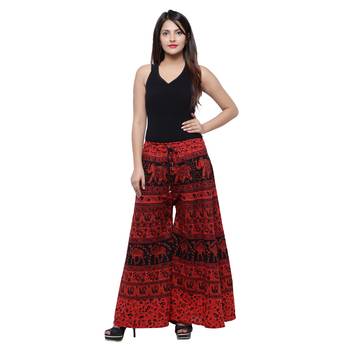 Red  Cotton Long Printed Palazzo 2
