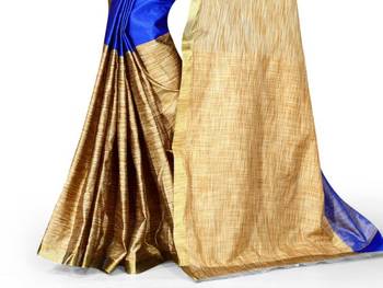 Blue woven cotton saree with blouse 3