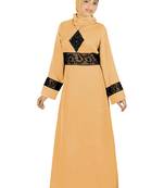 MyBatua Beige Polyester Arabian Style Islamic Wear For Women Muslim Abaya With Hijab