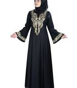 Black Viscose Arabian Style Islamic Ramadan Eid Abaya with Hijab