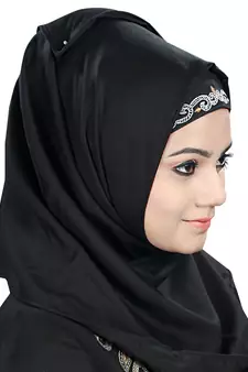 Black Viscose Arabian Style Islamic Ramadan Eid Abaya with Hijab