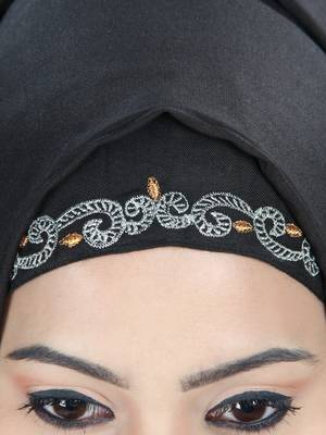 Black Viscose Arabian Style Islamic Ramadan Eid Abaya with Hijab 3