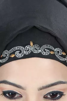 Black Viscose Arabian Style Islamic Ramadan Eid Abaya with Hijab