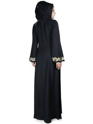 Black Viscose Arabian Style Islamic Ramadan Eid Abaya with Hijab 4