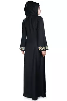 Black Viscose Arabian Style Islamic Ramadan Eid Abaya with Hijab