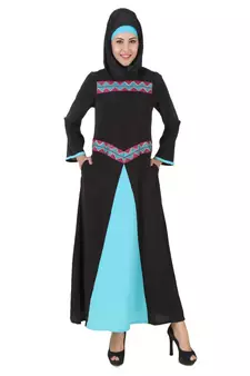 MyBatua Green Viscose Arabian Style Islamic Wear For Women Muslim Abaya With Hijab