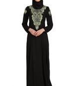 MyBatua Black Viscose Arabian Style Islamic Wear For Women Muslim Abaya With Hijab