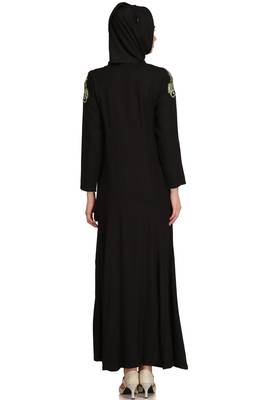 MyBatua Black Viscose Arabian Style Islamic Wear For Women Muslim Abaya With Hijab 2