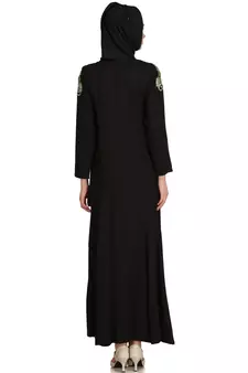 MyBatua Black Viscose Arabian Style Islamic Wear For Women Muslim Abaya With Hijab