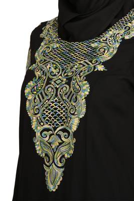 MyBatua Black Viscose Arabian Style Islamic Wear For Women Muslim Abaya With Hijab 3