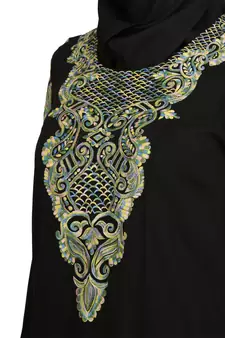 MyBatua Black Viscose Arabian Style Islamic Wear For Women Muslim Abaya With Hijab