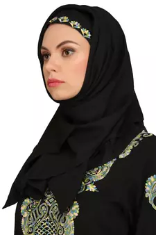 MyBatua Black Viscose Arabian Style Islamic Wear For Women Muslim Abaya With Hijab