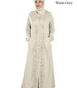 MyBatua Grey Polyester Arabian Style Islamic Wear For Women Muslim Abaya With Hijab