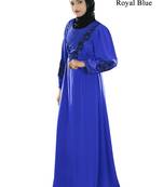 MyBatua Blue Polyester Arabian Style Islamic Wear For Women Muslim Abaya With Hijab