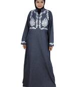 MyBatua Grey Denim Arabian Style Islamic Wear For Women Muslim Abaya With Hijab