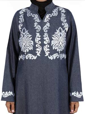 MyBatua Grey Denim Arabian Style Islamic Wear For Women Muslim Abaya With Hijab 2