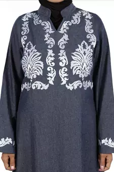 MyBatua Grey Denim Arabian Style Islamic Wear For Women Muslim Abaya With Hijab