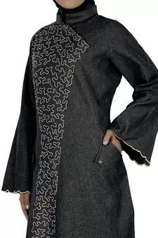 MyBatua Black Denim Arabian Style Islamic Wear For Women Muslim Abaya With Hijab