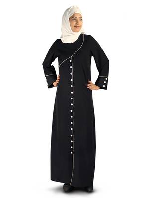 MyBatua Black Polyester Arabian Style Islamic Wear For Women Muslim Abaya With Hijab 1
