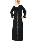 MyBatua Black Polyester Arabian Style Islamic Wear For Women Muslim Abaya With Hijab