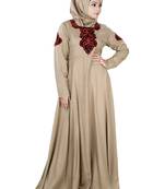 MyBatua Beige Viscose Arabian Style Islamic Wear For Women Muslim Abaya With Hijab