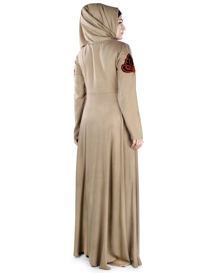 MyBatua Beige Viscose Arabian Style Islamic Wear For Women Muslim Abaya With Hijab