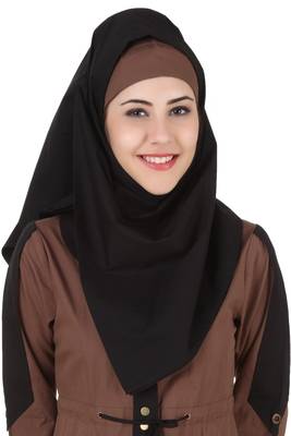 MyBatua Brown Cotton Arabian Style Islamic Wear For Women Muslim Abaya With Hijab 4