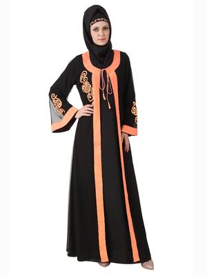 MyBatua Black Polyester Arabian Style Islamic Wear For Women Muslim Abaya With Hijab 1