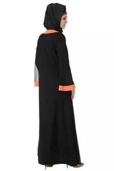 MyBatua Black Polyester Arabian Style Islamic Wear For Women Muslim Abaya With Hijab