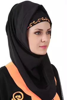 MyBatua Black Polyester Arabian Style Islamic Wear For Women Muslim Abaya With Hijab