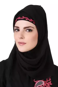 MyBatua Black Viscose Arabian Style Islamic Wear For Women Muslim Abaya With Hijab