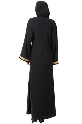 MyBatua Black Polyester Arabian Style Islamic Wear For Women Muslim Abaya With Hijab 2