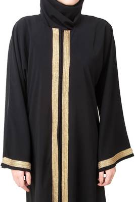 MyBatua Black Polyester Arabian Style Islamic Wear For Women Muslim Abaya With Hijab 3