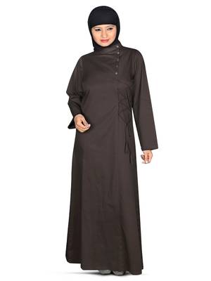 MyBatua Black Cotton Arabian Style Islamic Wear For Women Muslim Abaya With Hijab 1