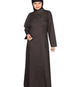 MyBatua Black Cotton Arabian Style Islamic Wear For Women Muslim Abaya With Hijab
