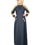 MyBatua Blue Denim Arabian Style Islamic Wear For Women Muslim Abaya With Hijab