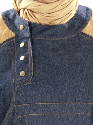 MyBatua Blue Denim Arabian Style Islamic Wear For Women Muslim Abaya With Hijab 2