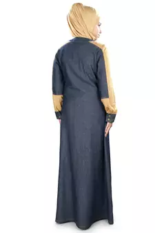 MyBatua Blue Denim Arabian Style Islamic Wear For Women Muslim Abaya With Hijab