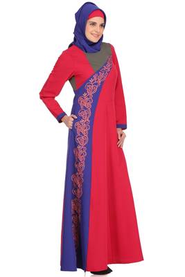 MyBatua Multicolor Polyester Arabian Style Islamic Wear For Women Muslim Abaya With Hijab 1