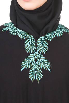 MyBatua Black Rayon Arabian Style Islamic Wear For Women Muslim Abaya With Hijab 3