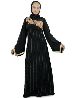 MyBatua Black Polyester Arabian Style Islamic Wear For Women Muslim Abaya With Hijab 1