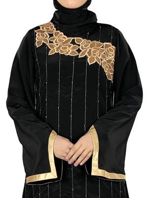 MyBatua Black Polyester Arabian Style Islamic Wear For Women Muslim Abaya With Hijab 2