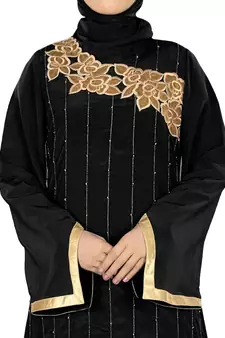 MyBatua Black Polyester Arabian Style Islamic Wear For Women Muslim Abaya With Hijab