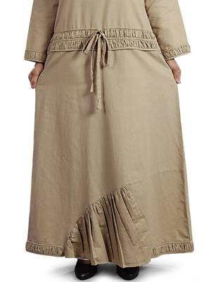 MyBatua Beige Cotton Arabian Style Islamic Wear For Women Muslim Abaya With Hijab 2