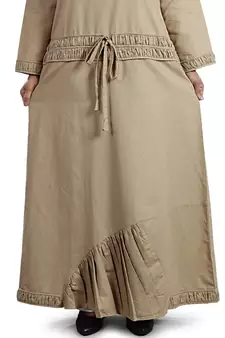 MyBatua Beige Cotton Arabian Style Islamic Wear For Women Muslim Abaya With Hijab