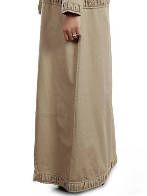 MyBatua Beige Cotton Arabian Style Islamic Wear For Women Muslim Abaya With Hijab 3