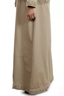 MyBatua Beige Cotton Arabian Style Islamic Wear For Women Muslim Abaya With Hijab