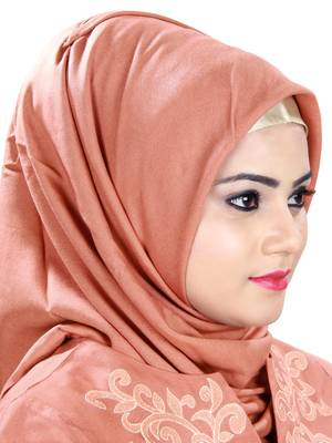 MyBatua Peach Viscose Arabian Style Islamic Wear For Women Muslim Abaya With Hijab 4
