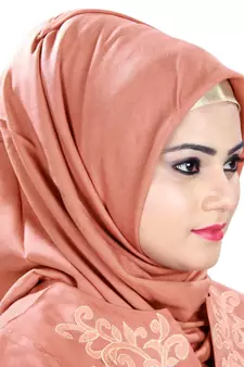 MyBatua Peach Viscose Arabian Style Islamic Wear For Women Muslim Abaya With Hijab