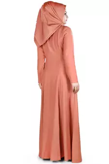 MyBatua Peach Viscose Arabian Style Islamic Wear For Women Muslim Abaya With Hijab